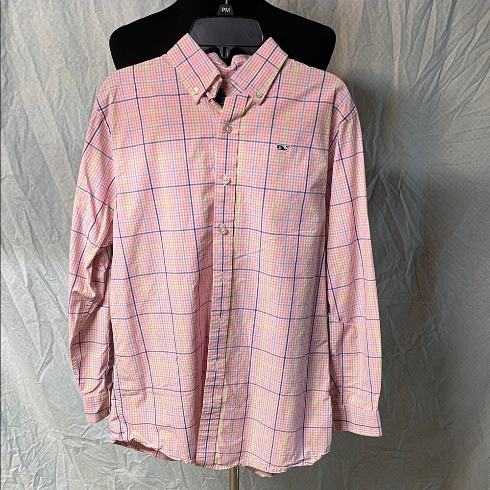 Vineyard Vines Pink and Blue Plaid Kids Button Down Shirt